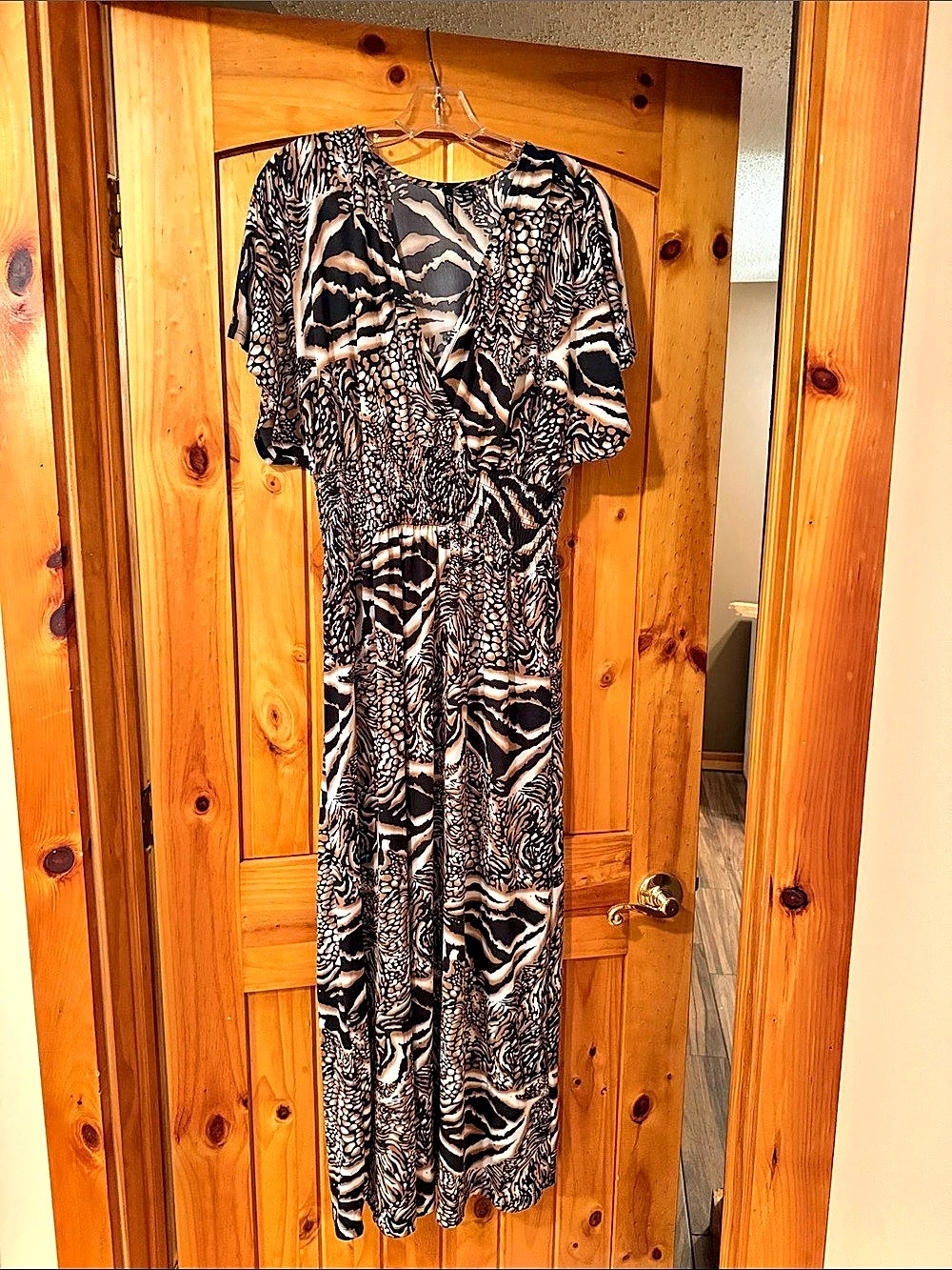 Express Mixed Animal Print Faux Wrap dress